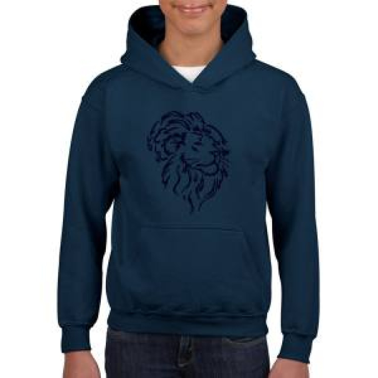 Sweatshirt &agrave; capuche enfant Transfert Flocage Feutrine T&ecirc;te de Lion (Pas de Personnalisation sur le Dessin) Heather Sport Dark Navy 5/6 ans