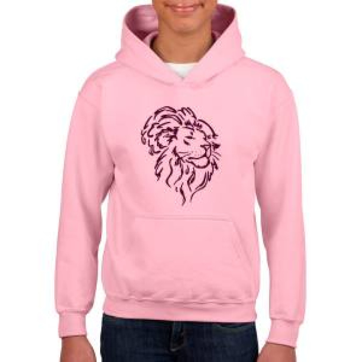 Sweatshirt à capuche enfant Transfert Flocage Feutrine Tête de Lion Pas de Personnalisation sur le Dessin Light Pink 78 ans