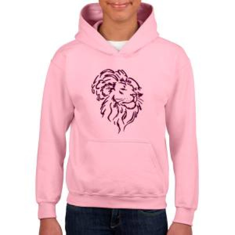 Sweatshirt &agrave; capuche enfant Transfert Flocage Feutrine T&ecirc;te de Lion (Pas de Personnalisation sur le Dessin) Light Pink 7/8 ans
