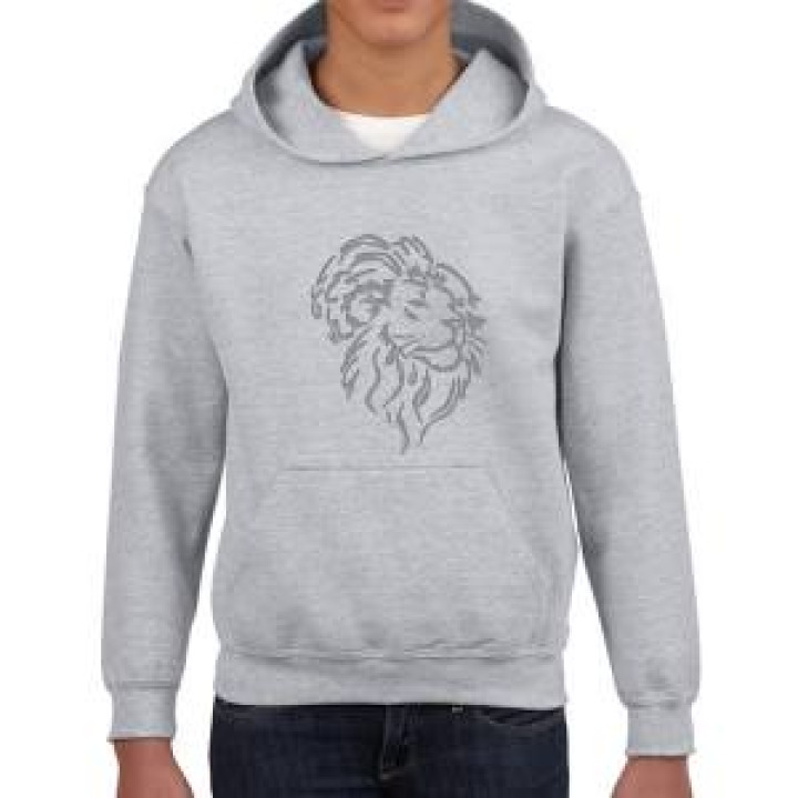 Sweatshirt à capuche enfant Transfert Flocage Feutrine Tête de Lion Pas de Personnalisation sur le Dessin Sport Grey 56 ans