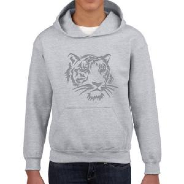 Sweatshirt à capuche enfant Transfert Flocage Feutrine Tête de Tigre Pas de Personnalisation sur le Dessin TonTon Sport Grey 56 ans
