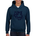 Sweatshirt &agrave; capuche enfant Transfert Flocage Feutrine T&ecirc;te de Tigre (Pas de Personnalisation sur le Dessin) en Bleu Sport Grey 3/4 ans