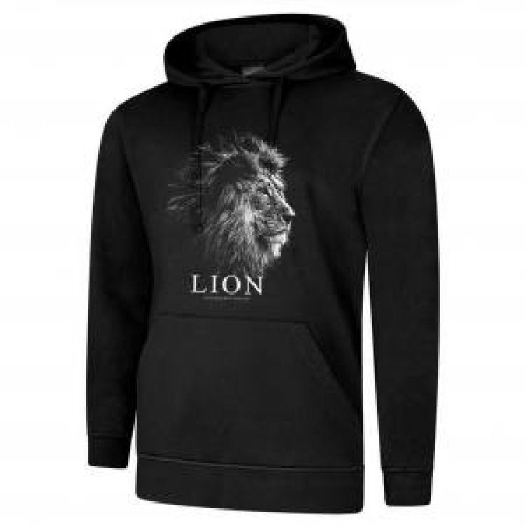 Sweatshirt &agrave; capuche Lion Gamme Black Cerza + transfert Col Cerza Noir S