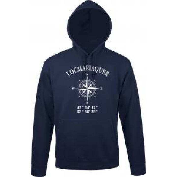 Sweatshirt à capuche Locmariaquer GPS Blanc Chiné M