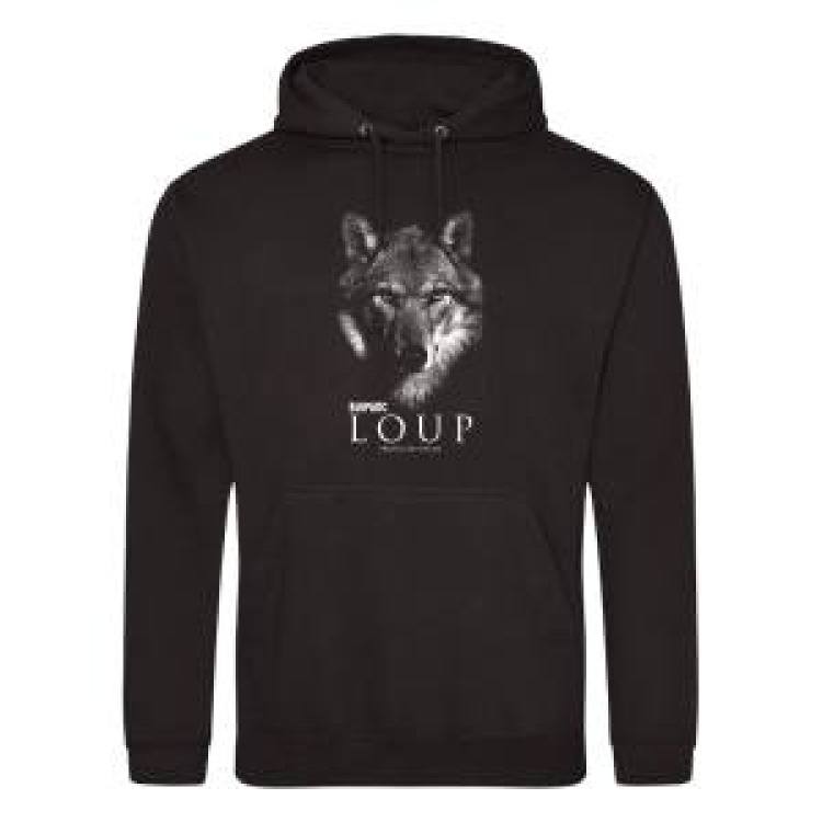 Sweatshirt à capuche Loup Gamme Black Bioparc Noir Profond S