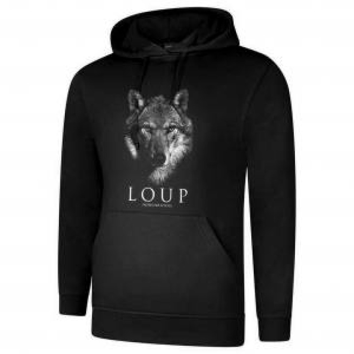 Sweatshirt à capuche Loup Gamme Black Cerza  transfert Col Cerza Noir S