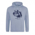 Sweatshirt &agrave; capuche Loup Gamme Splash Dusty blue XS