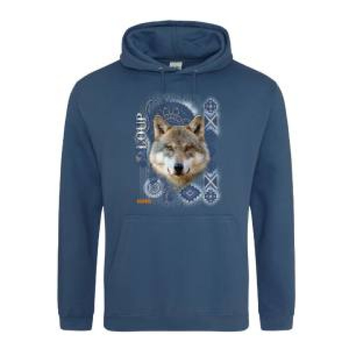 Sweatshirt à capuche Loup Intemporel Bioparc Airforce Blue M
