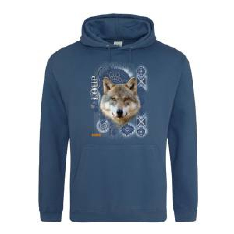 Sweatshirt à capuche Loup Intemporel Bioparc Airforce Blue M