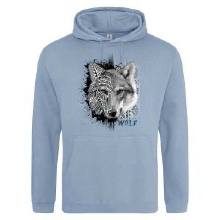 Sweatshirt &agrave; capuche Loup Natives Tribes Dusty blue M