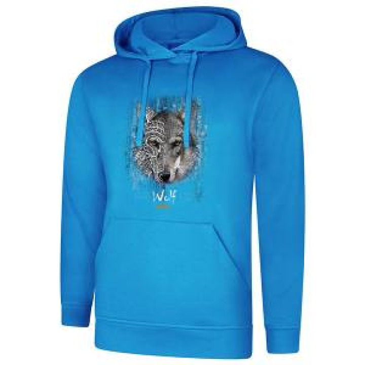 Sweatshirt à capuche Loup Tribes Bioparc Bleu récif M