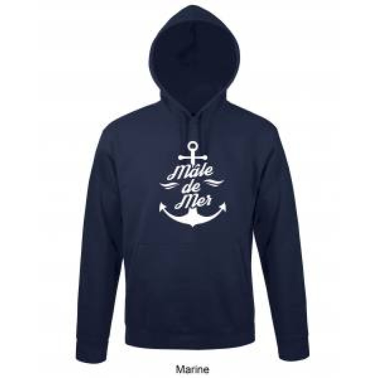 Sweatshirt &agrave; capuche M&acirc;le de Mer + Ancre French Marine L
