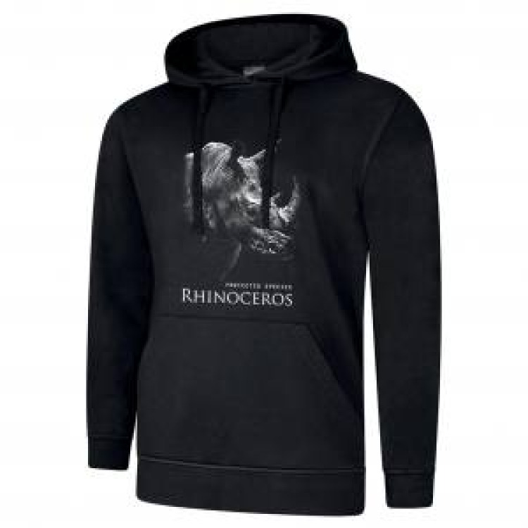 Sweatshirt &agrave; capuche Rhinoceros + transfert Col Cerza Noir L