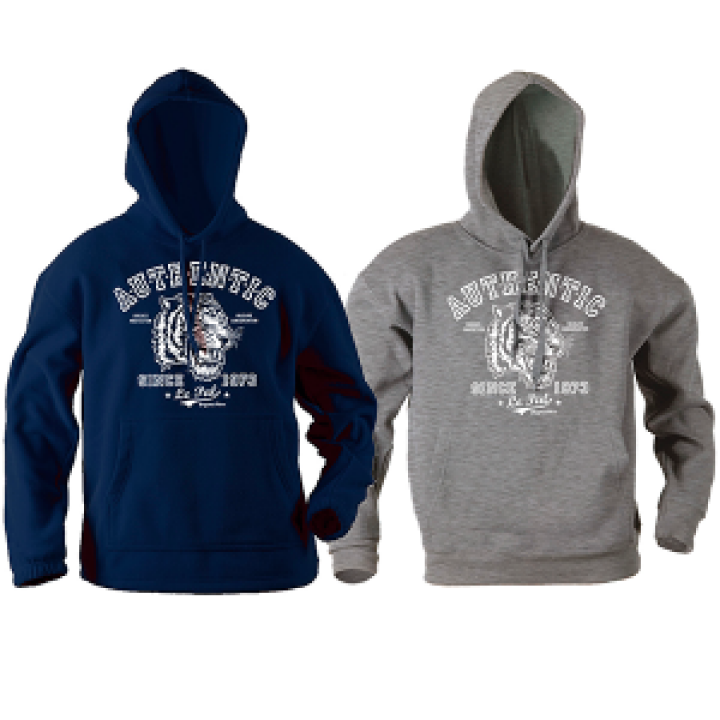 Sweatshirt à capuche Sérigraphie Tête de Tigre le Pal Navy S