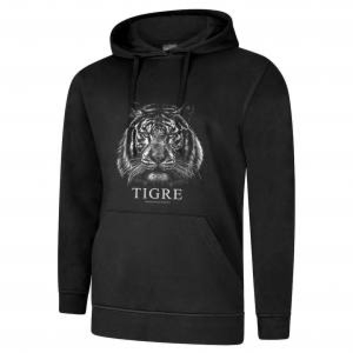 Sweatshirt à capuche Tigre Gamme Black Cerza  transfert Col Cerza Noir S