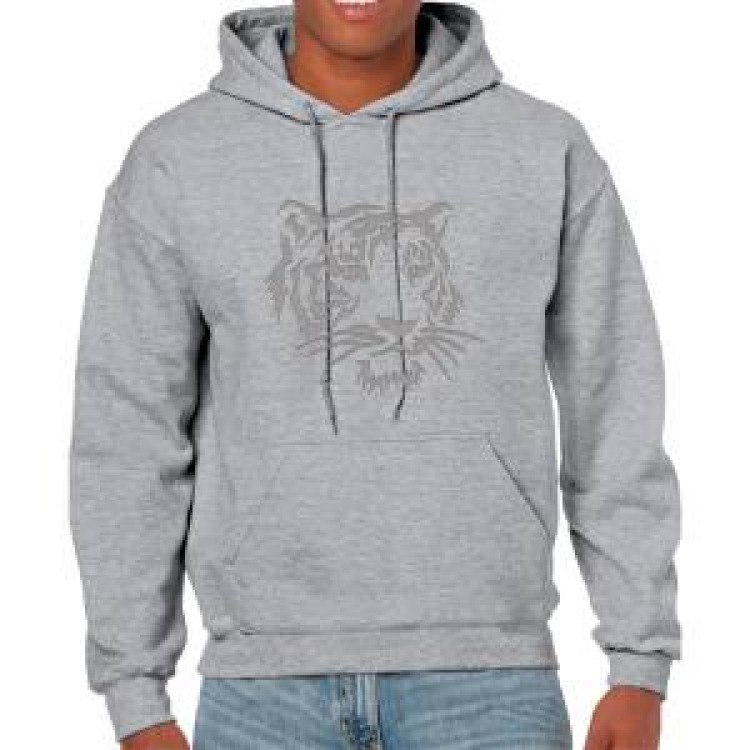Sweatshirt &agrave; capuche Transfert Flocage Feutrine T&ecirc;te de Tigre (Pas de Personnalisation sur le Dessin) Ton/Ton Sand XL