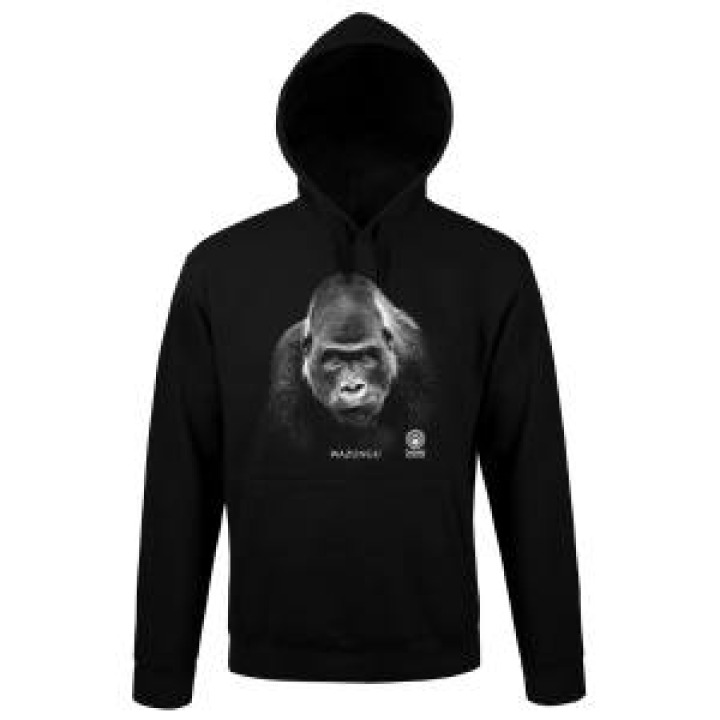Sweatshirt à capuche Wazungu Modèle Exclusif Gamme Black Zoo de Thoiry Noir S