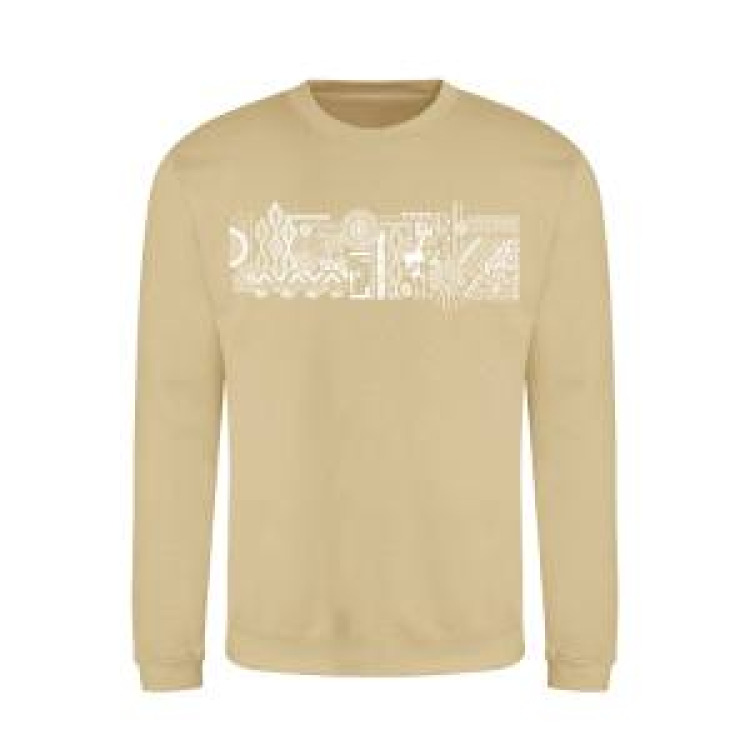 Sweatshirt col rond Origine Frise Girafe et Masques + transfert Col Amn&eacute;ville Desert Sand S
