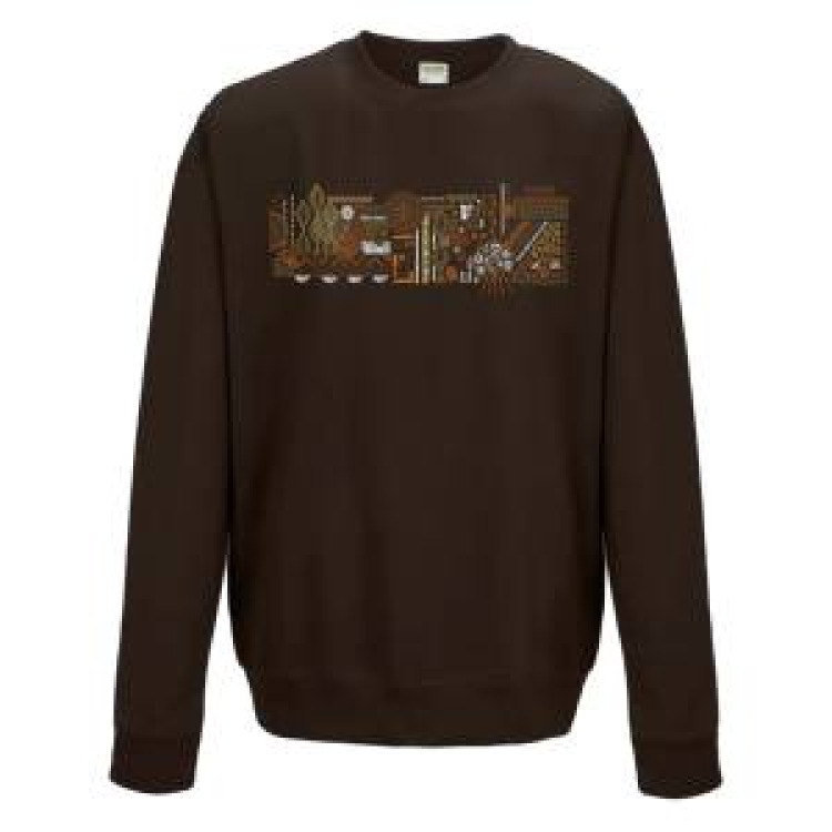 Sweatshirt col rond Origines Cerza + transfert Col Cerza Chocolat S