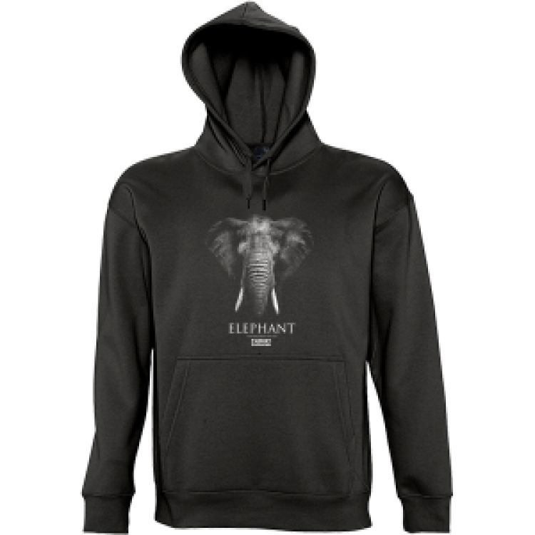 Sweatshirt enfant &agrave; capuche &Eacute;l&eacute;phant Gamme Black Zoo de Thoiry Noir 8 ans
