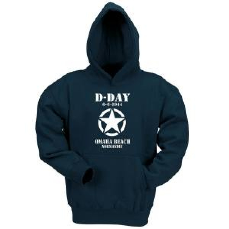 Sweatshirt enfant &agrave; capuche Etoile D-Day Omaha Beach Normandie Marine 8 ans