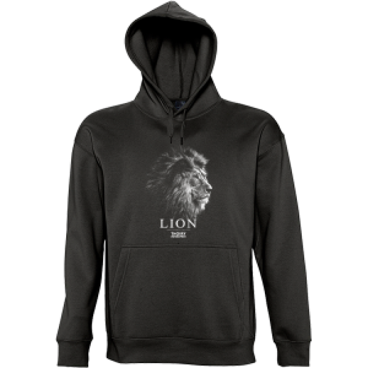 Sweatshirt enfant &agrave; capuche Lion Gamme Black Zoo de Thoiry Noir 10 ans