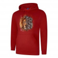 Sweatshirt enfant à capuche Lion Native Tribes + transfert Col Zoo Boissière du Dore Rouge 6 ans