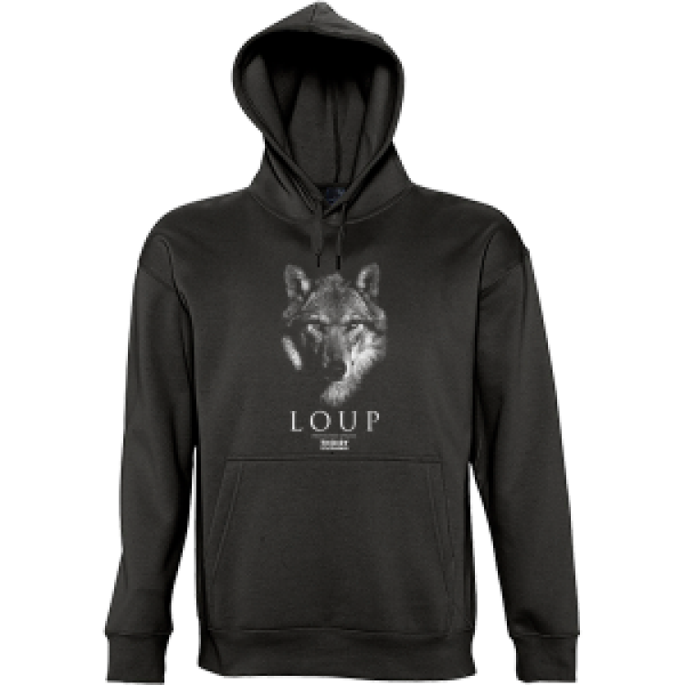 Sweatshirt enfant &agrave; capuche Loup Gamme Black Zoo de Thoiry Noir 8 ans