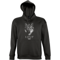 Sweatshirt enfant &agrave; capuche Loup Gamme Black Zoo de Thoiry Noir 8 ans