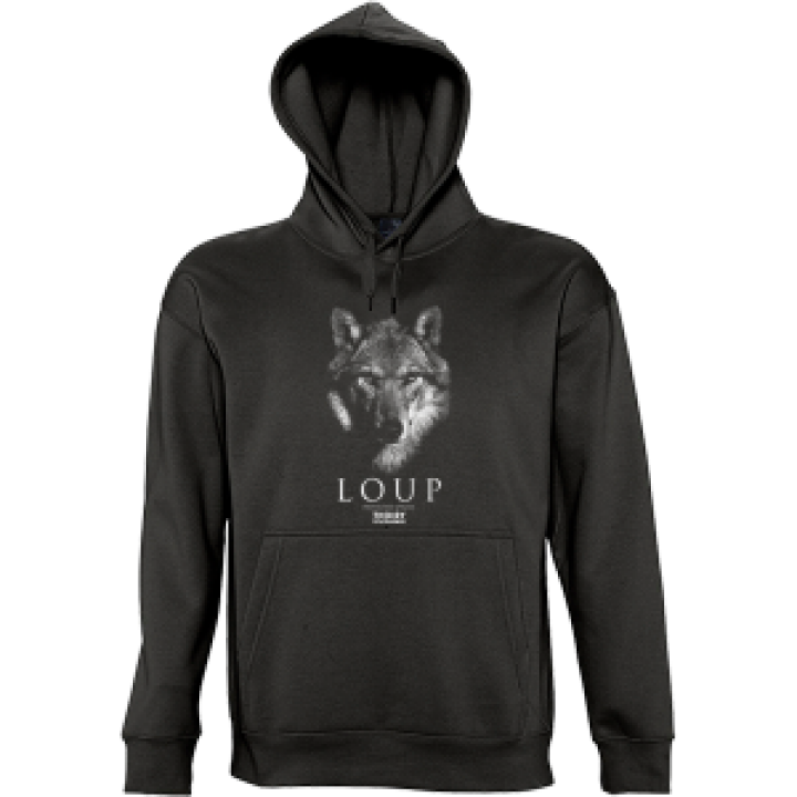 Sweatshirt enfant à capuche Loup Gamme Black Zoo de Thoiry Noir 10 ans