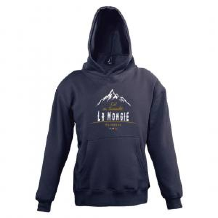 Sweatshirt enfant à capuche Montagne Col du Tourmalet 2115m la Mongie Marine 4 ans
