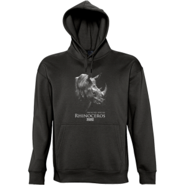 Sweatshirt enfant à capuche Rhinoceros Gamme Black Zoo de Thoiry Noir 10 ans