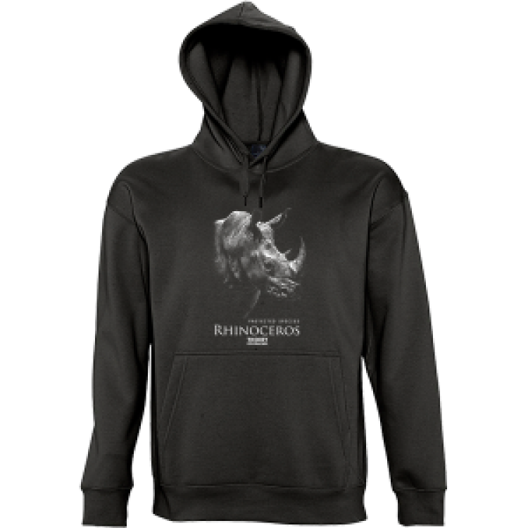 Sweatshirt enfant &agrave; capuche Rhinoceros Gamme Black Zoo de Thoiry Noir 10 ans