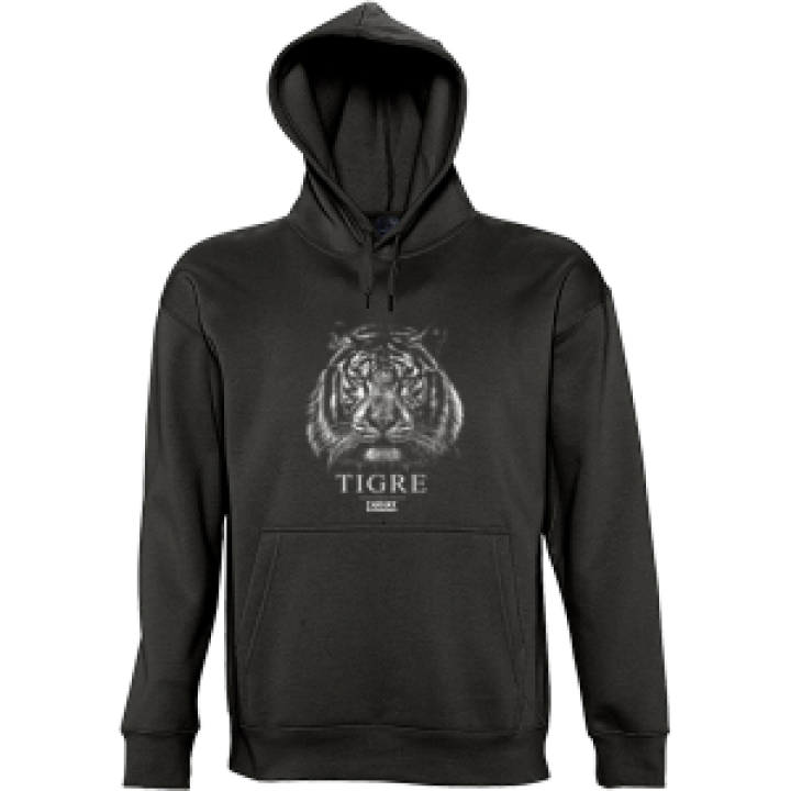 Sweatshirt enfant à capuche Tigre Gamme Black Zoo Thoiry Noir 10 ans