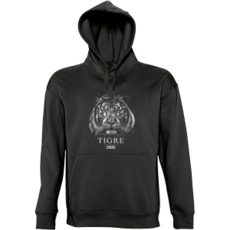 Sweatshirt enfant &agrave; capuche Tigre Gamme Black Zoo Thoiry Noir 10 ans