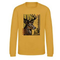 Sweatshirt enfant col rond Cerf Linocut Safari Train Dusty Green 3/4 ans