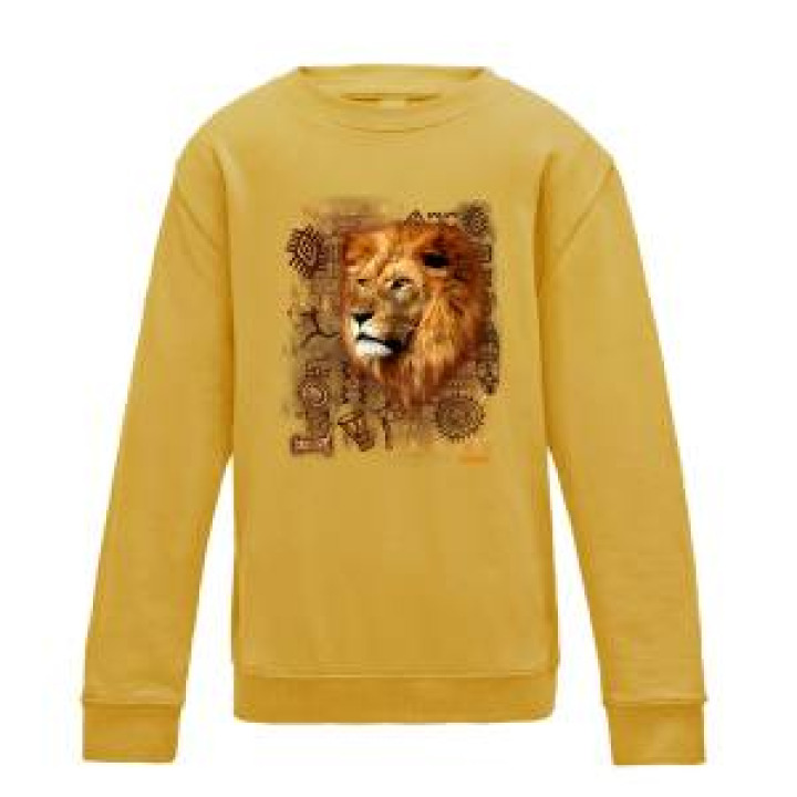 Sweatshirt enfant col rond Lion Intemporel Bioparc Mustard 78 ans