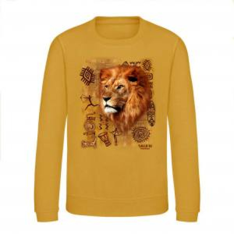 Sweatshirt enfant col rond Lion Intemporel Safari de Peaugres + transfert Col Safari de Peaugres Mustard 5/6 ans