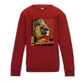 Sweatshirt enfant col rond Lion Linocut Bioparc Fire red 7/8 ans