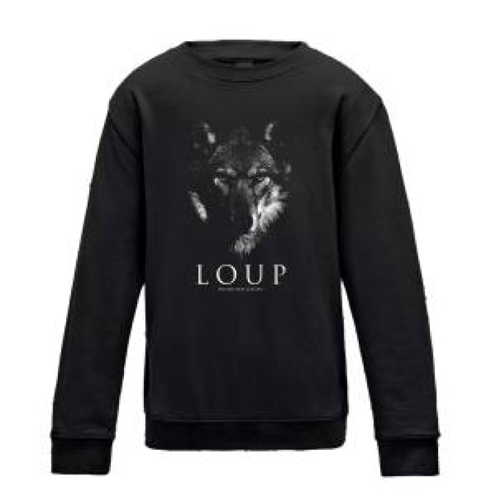 Sweatshirt enfant col rond Loup Gamme Black Bioparc Jet Black 78 ans