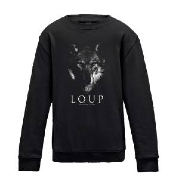 Sweatshirt enfant col rond Loup Gamme Black Bioparc Jet Black 7/8 ans