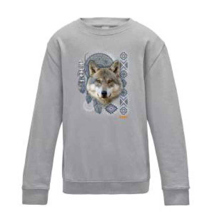 Sweatshirt enfant col rond Loup Intemporel Bioparc Heather Grey 78 ans