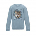 Sweatshirt enfant col rond Loup Intemporel Safari de Peaugres + transfert Col Safari de Peaugres Sky