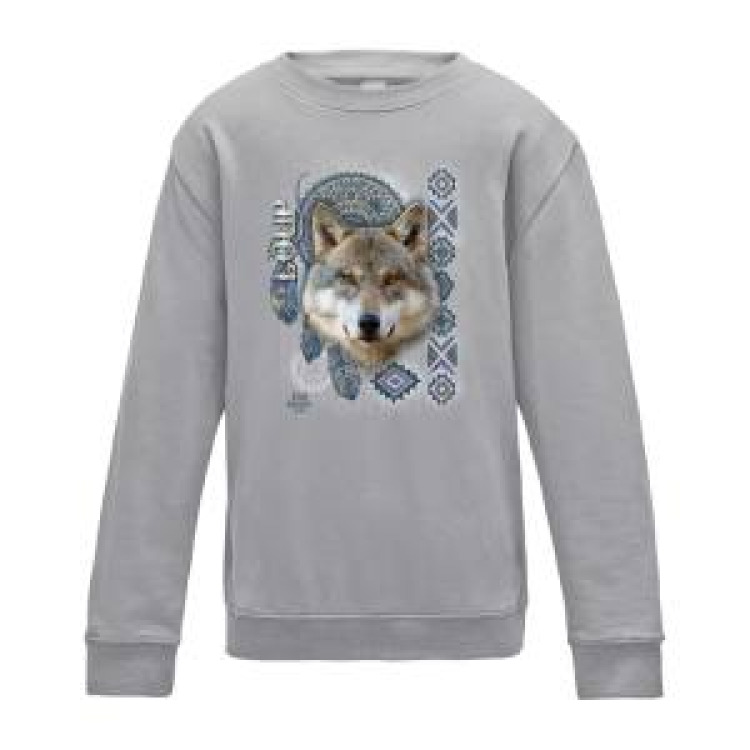 Sweatshirt enfant col rond Loup Intemporel Zoo Boissière du Dore Heather Grey 7/8 ans