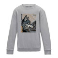 Sweatshirt enfant col rond Loup Linocut Bioparc Heather Grey 7/8 ans
