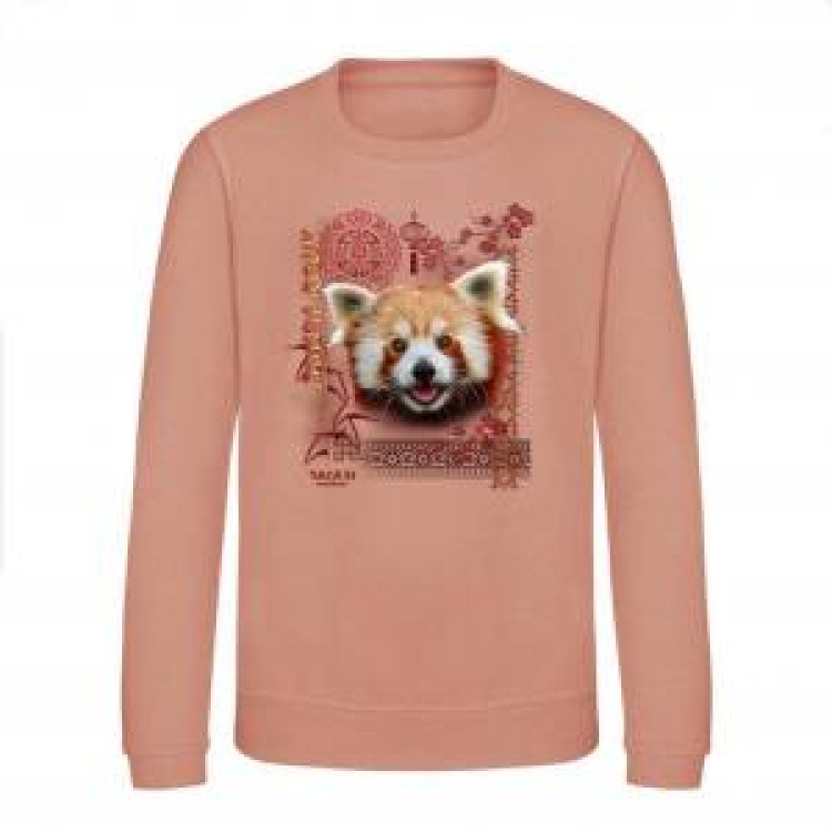 Sweatshirt enfant col rond Panda Roux Intemporel Safari de Peaugres + transfert Col Safari de Peaugres Dusty Pink 5/6 ans