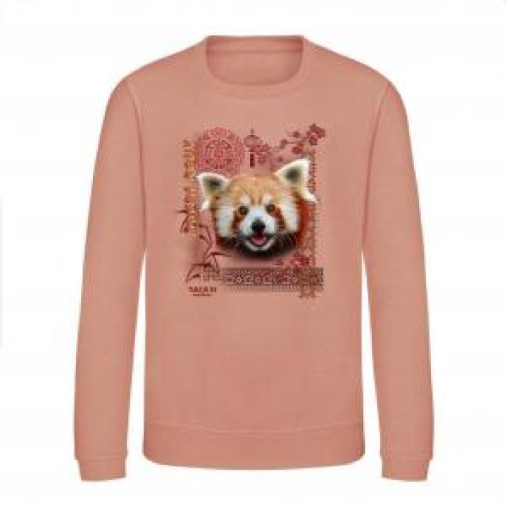 Sweatshirt enfant col rond Panda Roux Intemporel Safari de Peaugres  transfert Col Safari de Peaugres Dusty Pink 78 ans