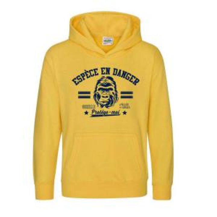 Sweatshirt enfant col rond Sérigraphie Gorille Espèce en Danger Vallée des Singes Dusty Pink 911 an