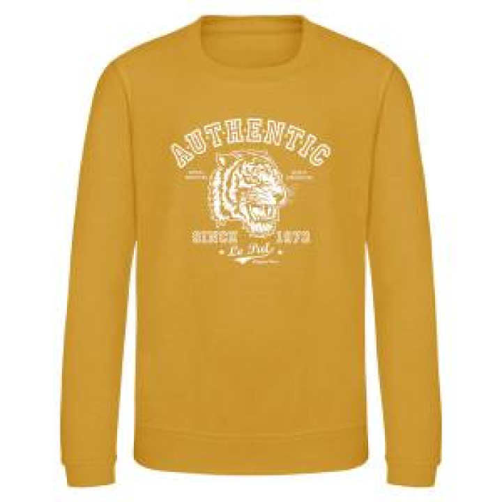 Sweatshirt enfant col rond Sérigraphie Tête de Tigre le Pal Mustard 78 ans