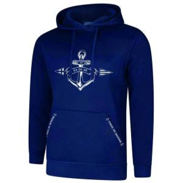 Sweatshirt unisexe à capuche Ancre 17 Île de Ré  transfert Poches Terre de Marins French Marine S